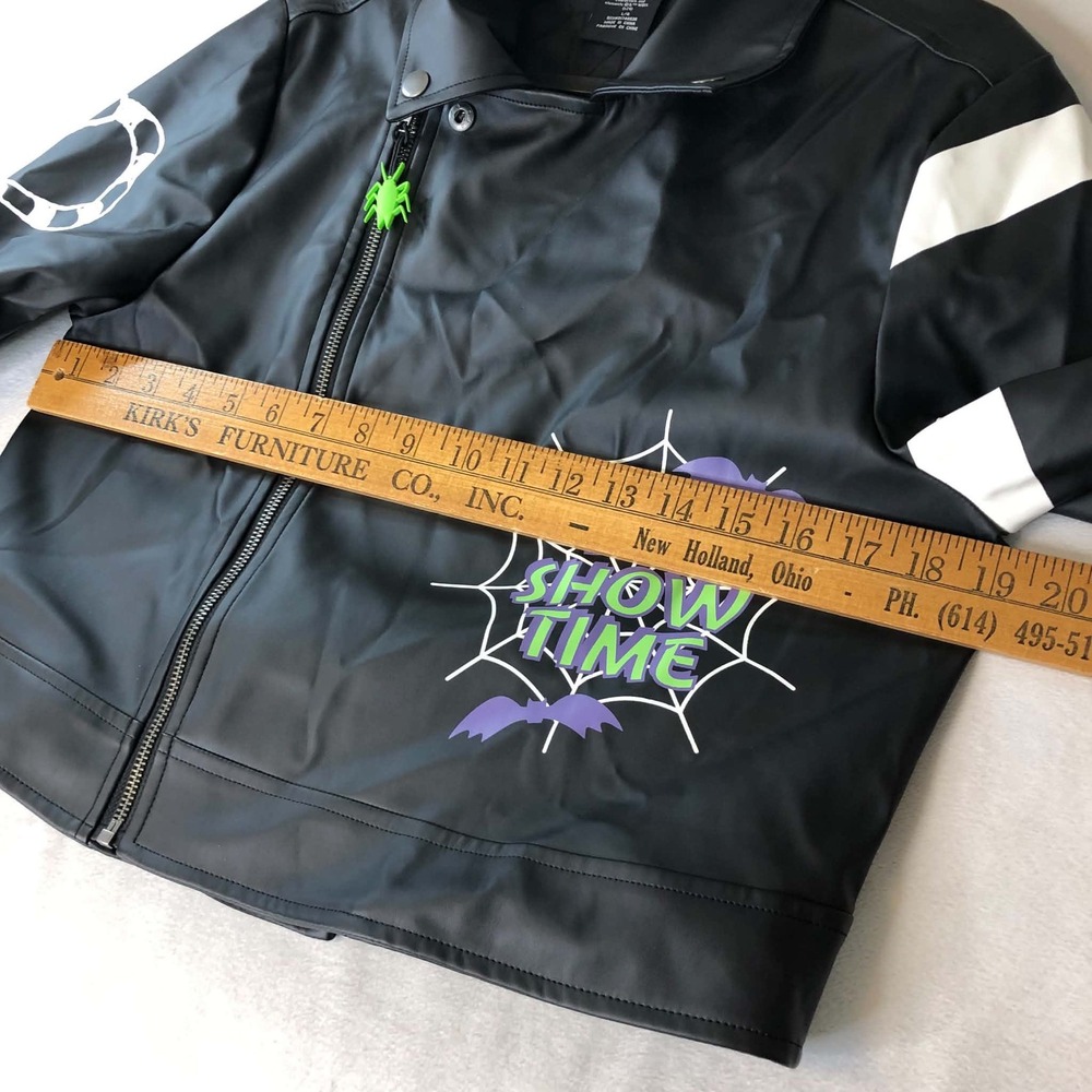Spirit Costume Beetlejuice Moto Jacket Womens Large Boxy Faux Leather Halloween - Picture 5 of 16